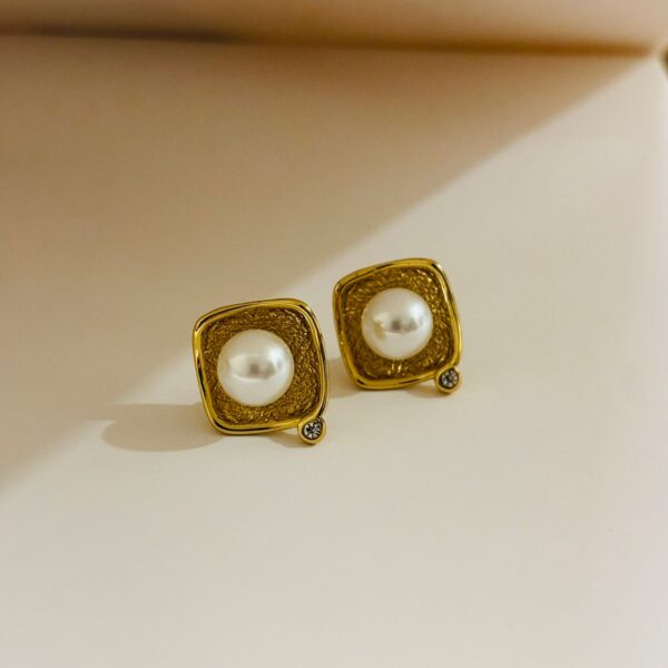 Small Pearl Stud Earrings - Image 2