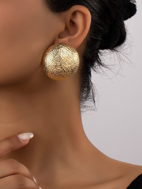 Gold Plated Round Rough Bold Statement Earing