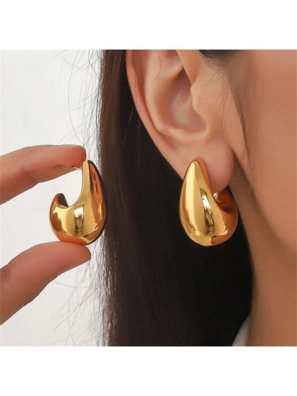 Trendy Gold Plated Water Droplet Stud Earings - Image 2