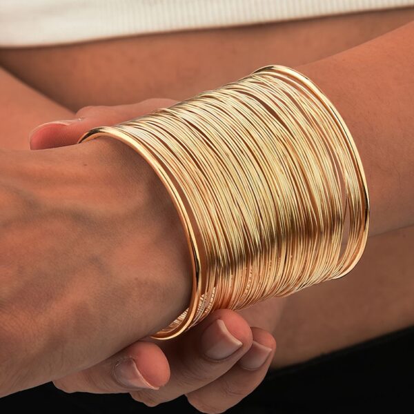 Women Gold plated Bangle style bracelette - Image 2