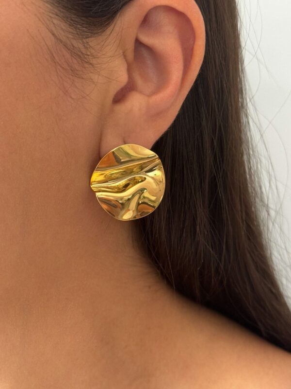 Gold Plated Round Bold Statement Earing - Image 2