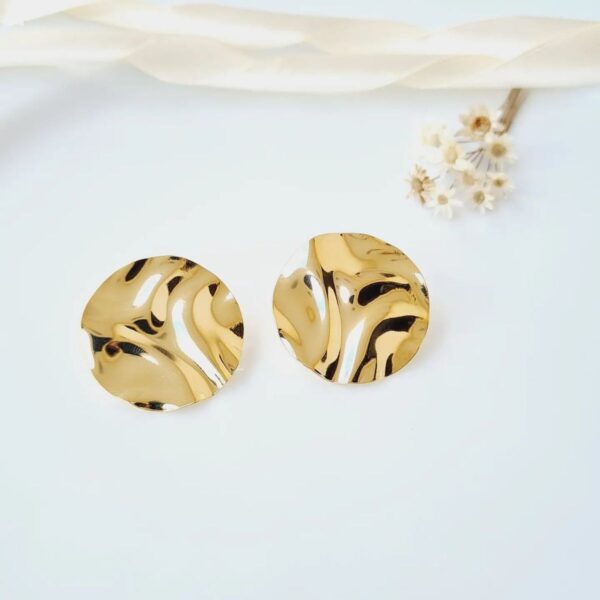 Gold Plated Round Bold Statement Earing - Image 3