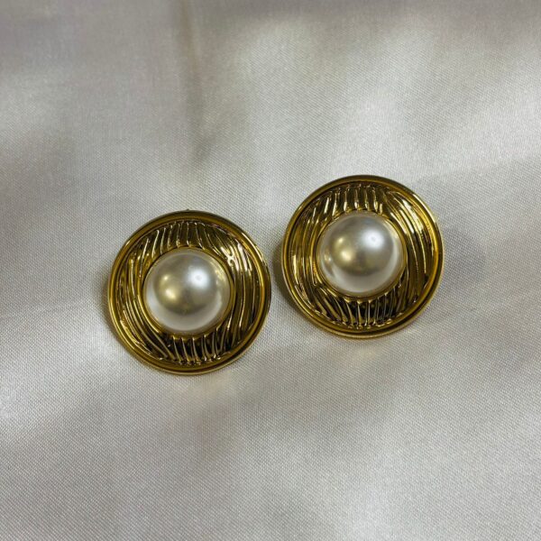 Royal Large Pearl Stud Earrings - Image 3
