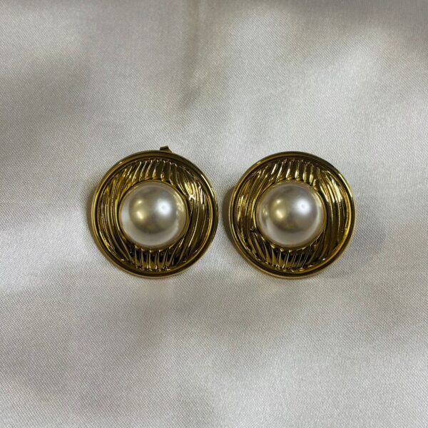 Royal Large Pearl Stud Earrings - Image 2