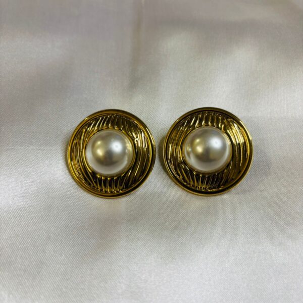 Royal Large Pearl Stud Earrings - Image 4