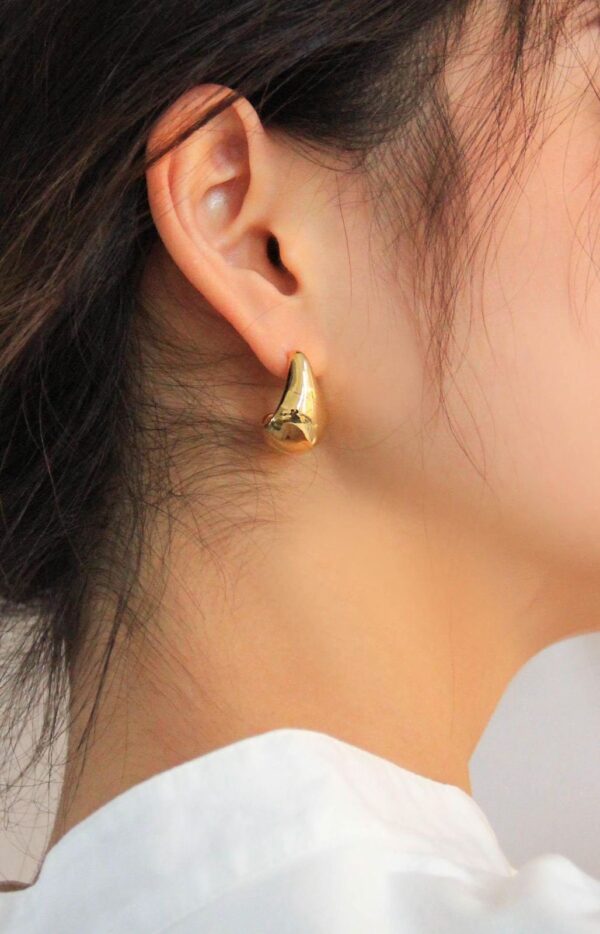Trendy Gold Plated Water Droplet Stud Earings - Image 4