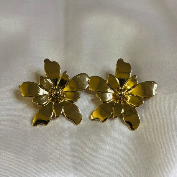 Gold Plated Big Statement Flower Earings