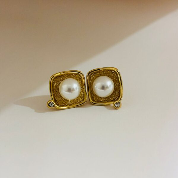 Small Pearl Stud Earrings - Image 4